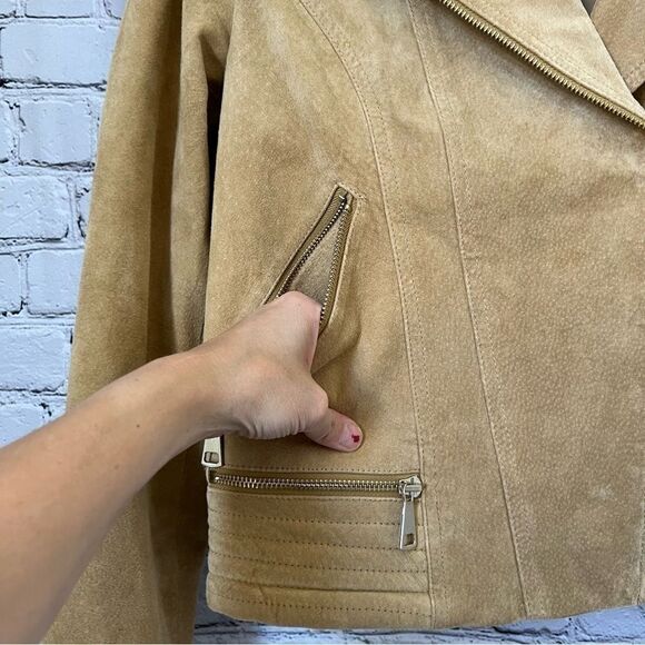 Express tan suede leather jacket size medium - Picture 3 of 9
